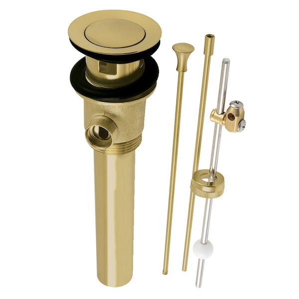 Brass PopUp Drain with Overflow and Extra Long PopUp rod, 22 Gauge, Brushed Brass